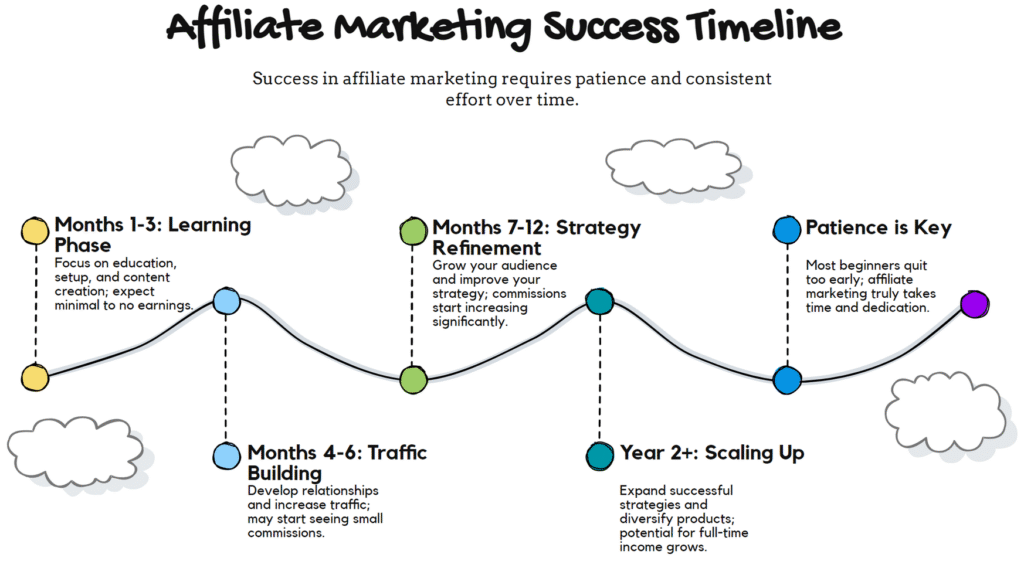 Realistic Expectations For Affiliate Marketing Beginners 2 Affiliate marketing success timeline
